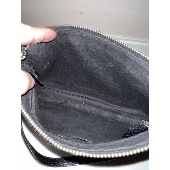 BANANA REPUBLIC Y2K Black Leather Reptile Skin Embossed Shoulder Bag - Picture 10 of 14